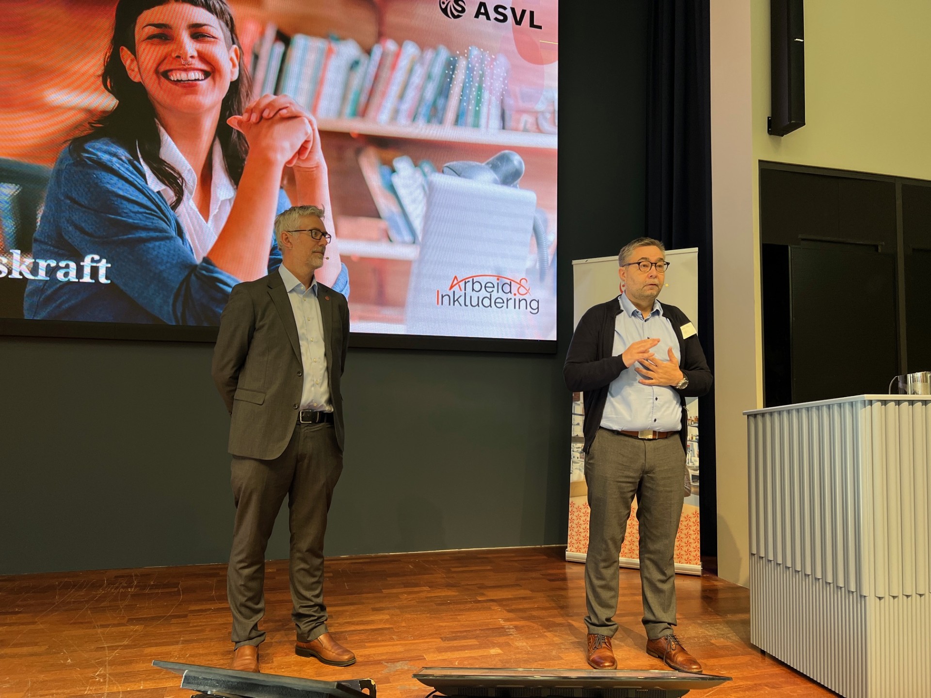 Direktør i ASVL Onar Aanestad og direktør i Arbeid & Inkludering Kenneth Stien, åpnet AFT-dagen.